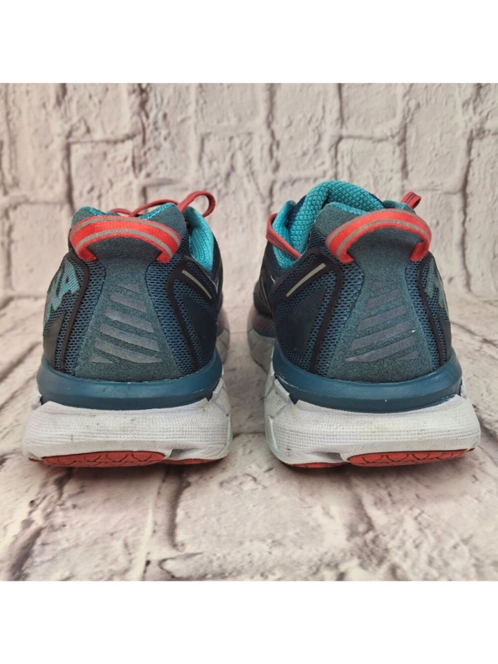 Hoka One One Clifton 4 Womens Running Shoes Size 9.5 Blue & Coral Cushioned - Picture 5 of 12